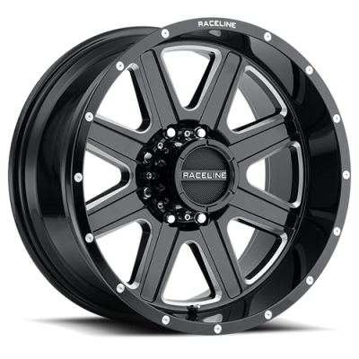 Aluminum Wheels 18x9 Hostage 940M Milled Gloss Black 0 Offset 8 on 165.1 Bolt Pattern 125.2 Bore Raceline