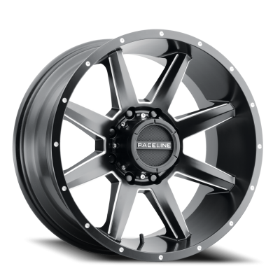 Aluminum Wheels 20x10 Stryker 954M Milled-Dimples Satin Black -19 Offset 5 on 127 Bolt Pattern 78.1 Bore Raceline